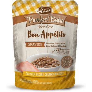 Merrick Purrfect Bistro Bon Appetits Grain-Free Chicken Recipe Chunks in Gravy Adult Cat Food Pouches, 3-oz, case of 24
