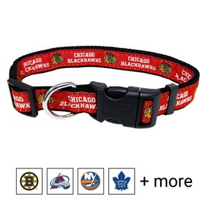Pets First NHL Nylon Dog Collar, Chicago Blackhawks, Small: 8 to 12-in neck, 3/8-in wide