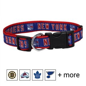 Pets First NHL Nylon Dog Collar, New York Rangers, Large: 18 to 28-in neck, 1-in wide