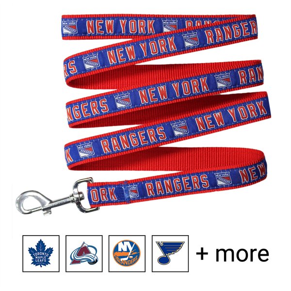 Pets First NHL Nylon Dog Leash, New York Rangers, Large: 6-ft long, 1-in wide slide 1 of 4