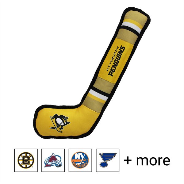 Pets First NHL Hockey Stick Plush Dog Toy, Pittsburgh Penguins slide 1 of 2