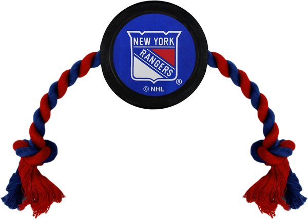 Pets First NHL Hockey Puck Rope Dog Toy, New York Rangers slide 1 of 1