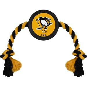 Pets First NHL Hockey Puck Rope Dog Toy, Pittsburgh Penguins