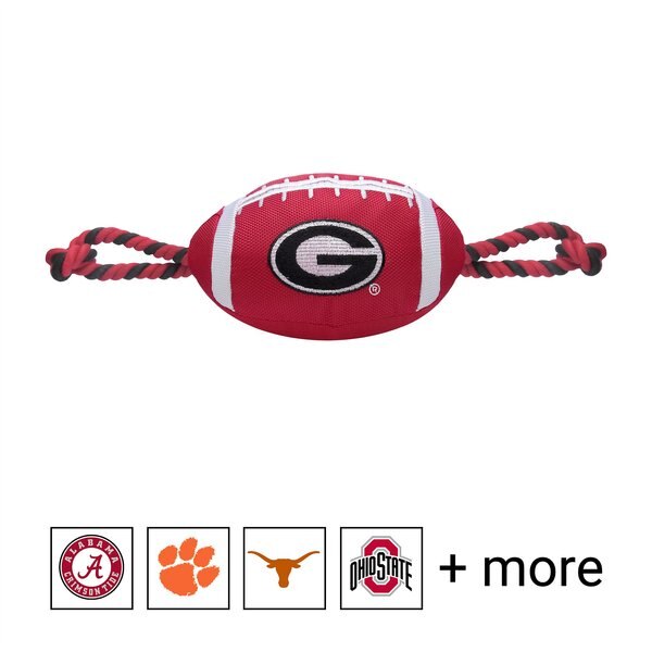 Pets First NCAA Football Rope Dog Toy, Georgia slide 1 of 2