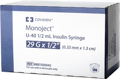 Monoject Insulin Syringes/Needles U-40 29 Gauge x 0.5-in, slide 1 of 1