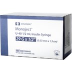 Monoject Insulin Syringes/Needles U-40 29 Gauge x 0.5-in, 0.5cc, 100 count