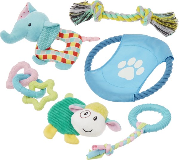 Frisco Little Friends Plush, Flyer & TPR Variety Pack Puppy Toy, 6 count slide 1 of 3
