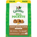 Greenies Pill Pockets Canine Real Peanut Butter Flavor Dog Treats, Capsule Size, 60 count