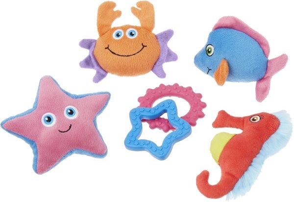 Frisco Aquatic Pals Plush & TPR Variety Pack Dog Toy, 6 count slide 1 of 3