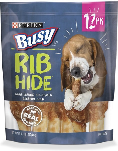 Busy Bone Rib Hide 5" Dog Treats, 12 count slide 1 of 11