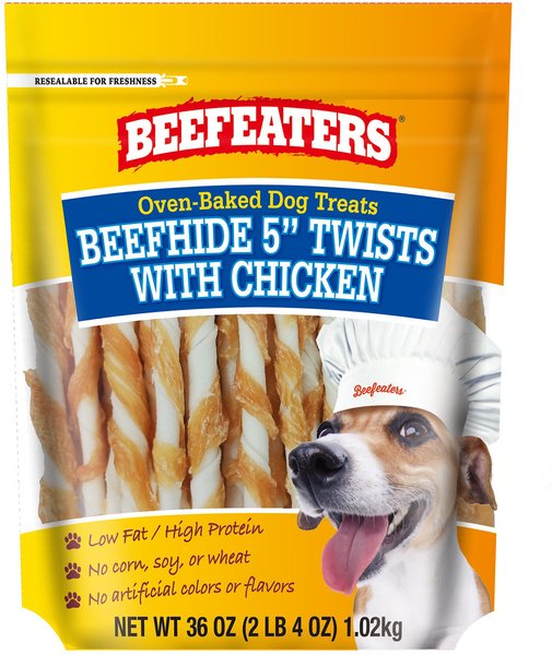 Beefeaters Beefhide 5" Strips with Chicken Dog Treats, 36-oz bag slide 1 of 6