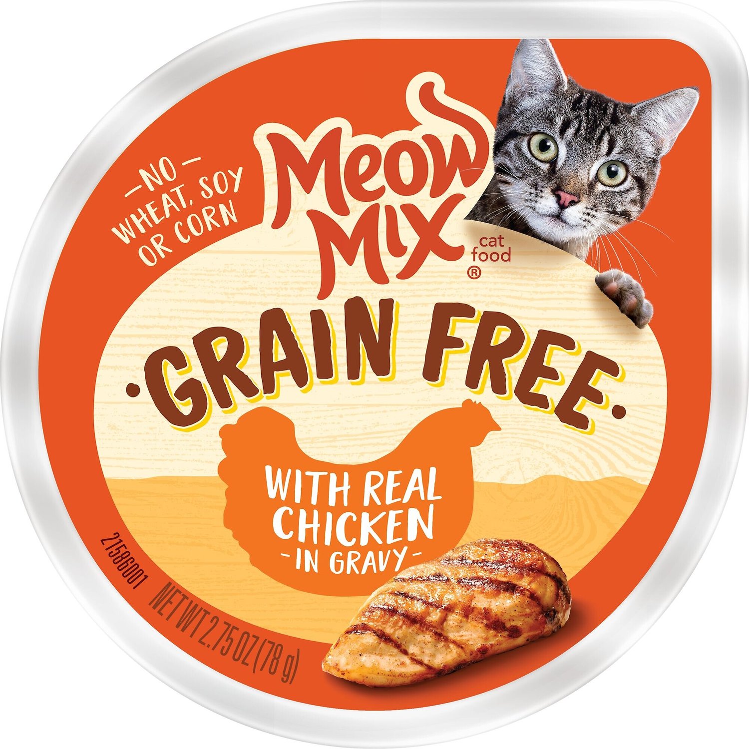 MEOW MIX Real Chicken in Gravy GrainFree Cat Food Trays, 2.75oz, case