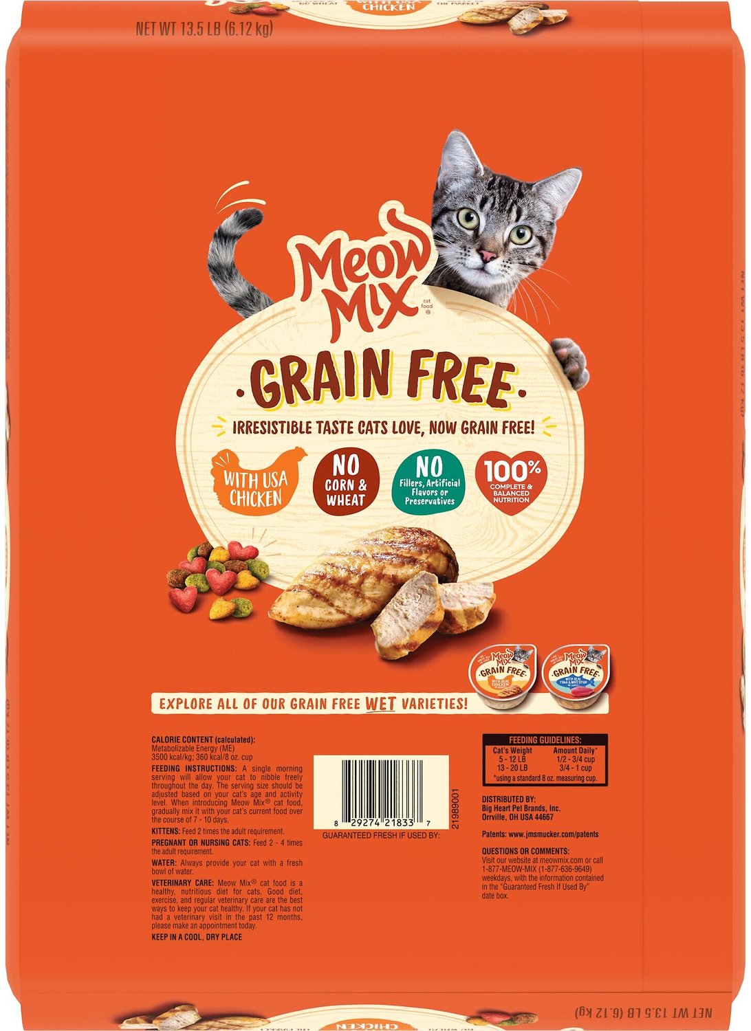 Meow Mix USA Chicken Grain-Free Dry Cat Food, 13.5-lb bag ...