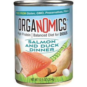 OrgaNOMics Salmon & Duck Dinner Grain-Free Pate Wet Dog Food, 12.8-oz can, case of 12