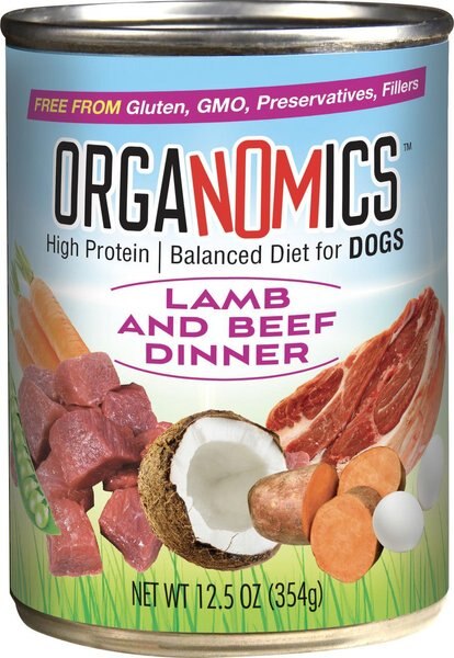 OrgaNOMics Lamb & Beef Dinner Grain-Free Pate Wet Dog Food, 12.5-oz can, case of 12 slide 1 of 1