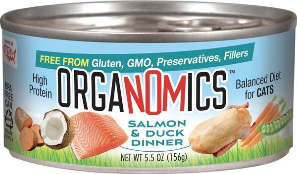 OrgaNOMics Salmon & Duck Dinner Grain-Free Pate Wet Cat Food, 5.5-oz can, case of 24 slide 1 of 1