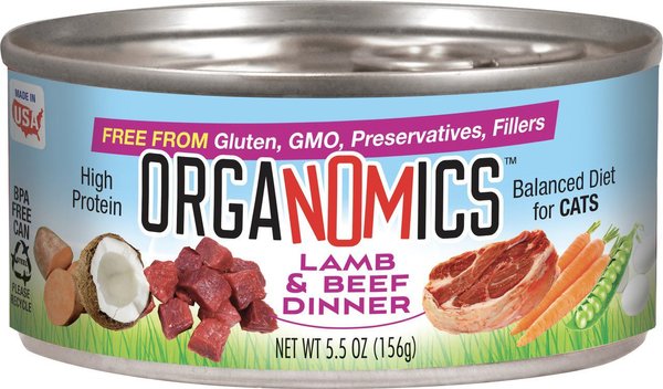 OrgaNOMics Lamb & Beef Dinner  Grain-Free Pate Wet Cat Food, 5.5-oz can, case of 24 slide 1 of 1