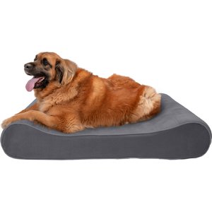 FurHaven Microvelvet Luxe Lounger Orthopedic Cat & Dog Bed w/Removable Cover, Gray, Jumbo Plus