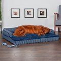 FurHaven Comfy Couch Orthopedic Bolster Dog Bed w/Removable Cover, Diamond Blue, Jumbo