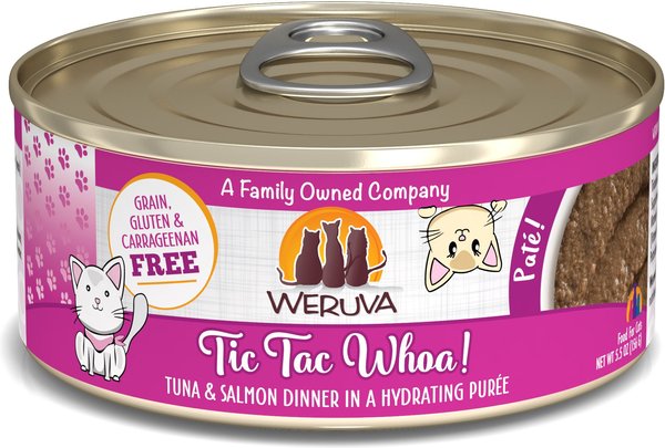 Weruva Classic Cat Tic Tac Whoa Tuna & Salmon Pate Canned Cat Food, 5.5-oz can, case of 8 slide 1 of 7