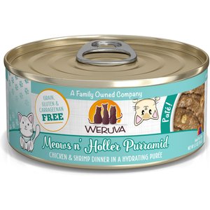 Weruva Classic Cat Meows n' Holler PurrAmid Chicken & Shrimp Pate Canned Cat Food, 5.5-oz can, case of 8