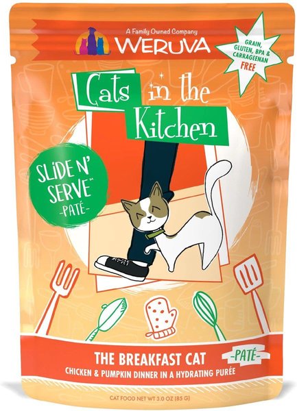 Weruva Cats in the Kitchen The Breakfast Cat with Chicken & Pumpkin Grain-Free Cat Food Pouches, 3-oz pouch, case of 12 slide 1 of 6