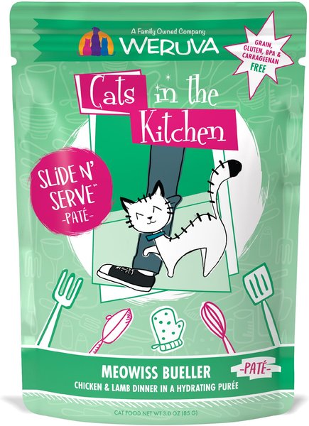 Weruva Cats in the Kitchen Meowiss Bueller with Chicken & Lamb Grain-Free Cat Food Pouches, 3-oz pouch, case of 12 slide 1 of 7