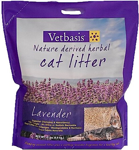 Vetbasis Herbal Lavender Scented Clumping Corn Cat Litter, 15-lb bag slide 1 of 6