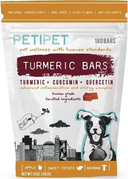 PETIPET Turmeric Bars Inflammation & Allergy Complex Plant Based Dog Supplement, 180 count slide 1 of 4