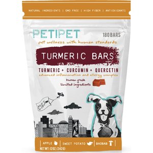PETIPET Turmeric Bars Inflammation & Allergy Complex Plant Based Dog Supplement, 180 count