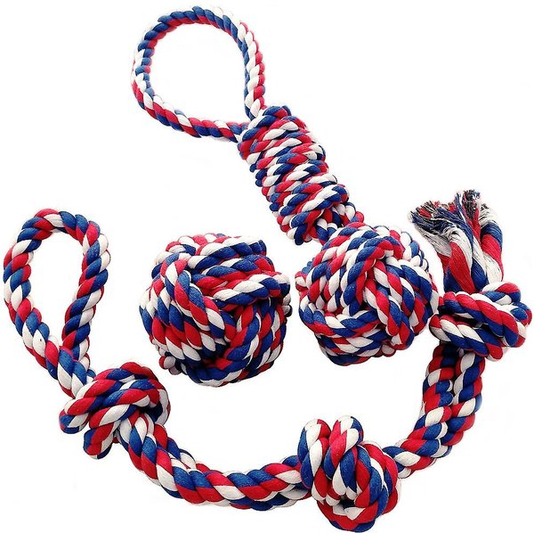 Otterly Pets 4" Ball & 23" Three Knot Handled Dog Rope Toys, 3 count slide 1 of 6
