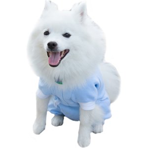 Tulane's Closet Cover Me by Tui Adjustable Fit Short Sleeve Step-Into Dog Onesie, Blue, Large