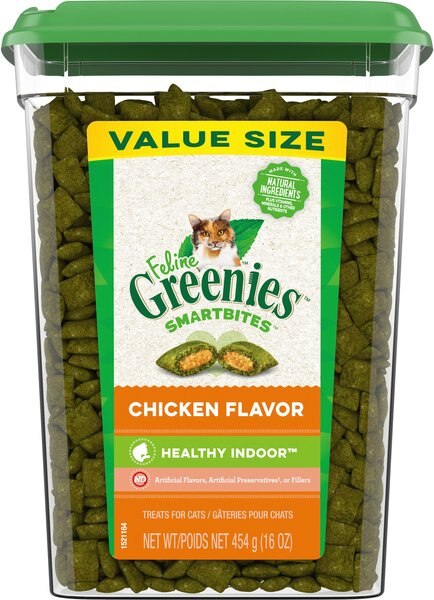 Greenies Feline Smartbites Healthy Indoor Chicken Flavored Cat Treats, 16-oz tub slide 1 of 9