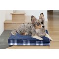 FurHaven Faux Sheepskin & Plaid Deluxe Memory Foam Cat & Dog Bed w/Removable Cover, Midnight Blue, Small