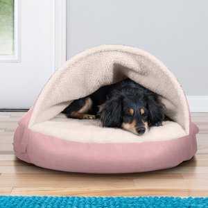 Large Dog Bed Ideal for Small Medium Dogs Cozy Cuddler with Comfortable Bolster Grooved Nonslip Pet Bed with Hook and Loop Machine Washable  Petsure Dog Bed Brown  23.6x19.7x5.9