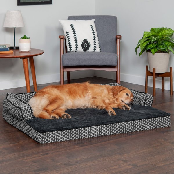 FurHaven Comfy Couch Cooling Gel Cat & Dog Bed w/Removable Cover, Diamond Gray, Jumbo slide 1 of 9