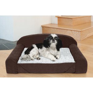 FurHaven Luxury Edition Orthopedic Bolster Cat & Dog Bed w/Removable Cover, French Roast, Medium