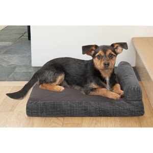 FurHaven Quilted Chaise Memory Top Bolster Cat & Dog Bed w/Removable Cover, Espresso, Small