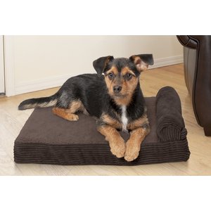 FurHaven Chaise Lounge Memory Top Cat & Dog Bed w/Removable Cover, Dark Espresso, Small