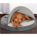 FurHaven Microvelvet Snuggery Memory Top Cat & Dog Bed w/Removable Cover, Gray, 26-in