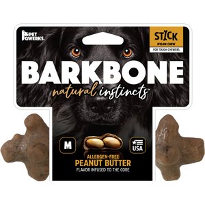 Pet Qwerks BarkBone Peanut Butter Flavor Chew Stick Tough Dog Chew Toy, Large