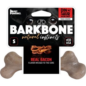 Pet Qwerks Dinosaur BarkBone Bacon Flavor Tough Dog Chew Toy, Large