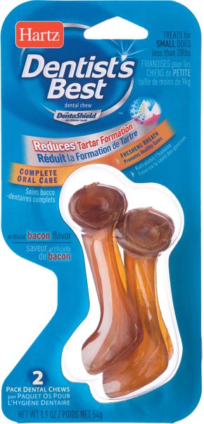 Hartz Dentist's Best Rawhide-Free Bacon Flavored Small Dental Dog Treats, 2 count slide 1 of 2
