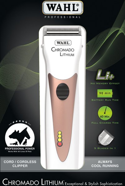 WAHL Chromado Lithium Cordless Pet Hair Grooming Clipper, White/Rose Gold - Chewy.com
