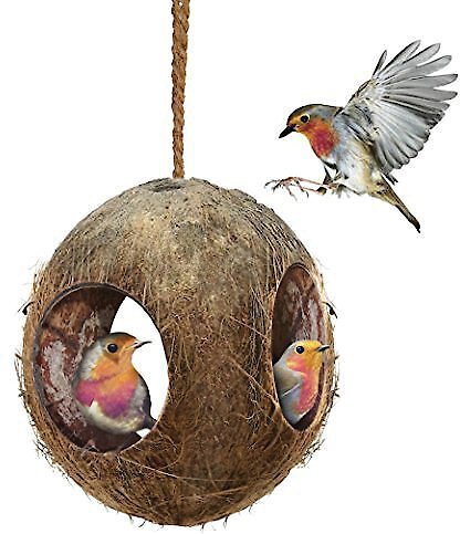 SunGrow Outdoor Coconut Hide & Bird Finch Cage & Hummingbird Bird Nest slide 1 of 5