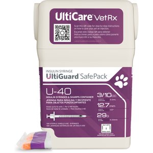 UltiCare UltiGuard Safe Pack Insulin Syringes U-40 29 G x 0.5-in 1/2 Unit Markings, 0.3-cc, 100 count