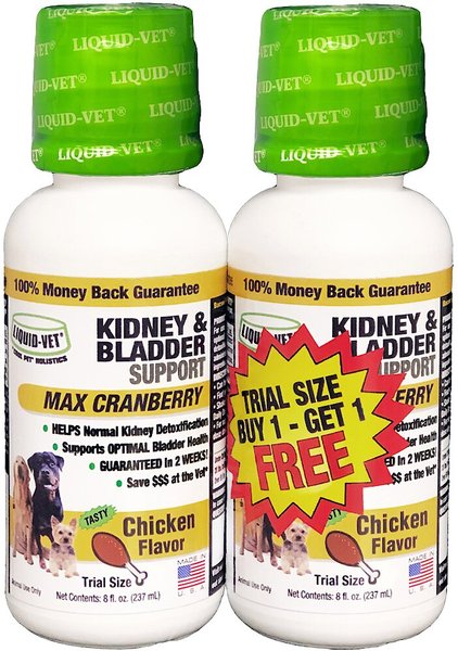 Liquid-Vet Kidney & Bladder Support Max Cranberry Chicken Flavor Dog Supplement, 8-oz bottle, 2 count slide 1 of 6