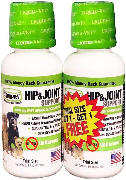 Liquid-Vet Hip & Joint Support Unflavored Dog Supplement, 8-oz bottle, 2 count slide 1 of 4