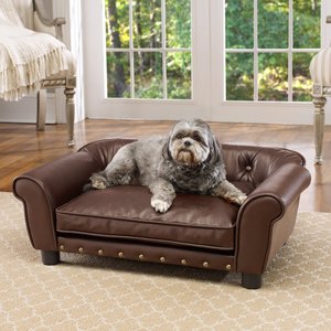 Enchanted Home Pet Brisbane Sofa Cat & Dog Bed w/Removable Cover, Medium, Brown
