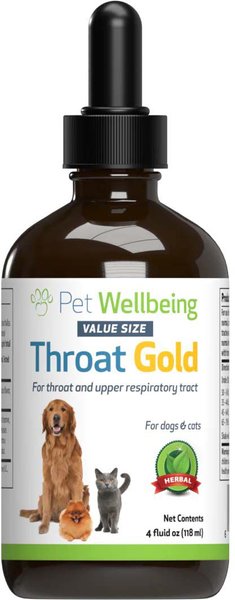 Pet Wellbeing Throat Gold Bacon Flavored Liquid Respiratory Supplement for Dogs & Cats, 4-oz bottle slide 1 of 4